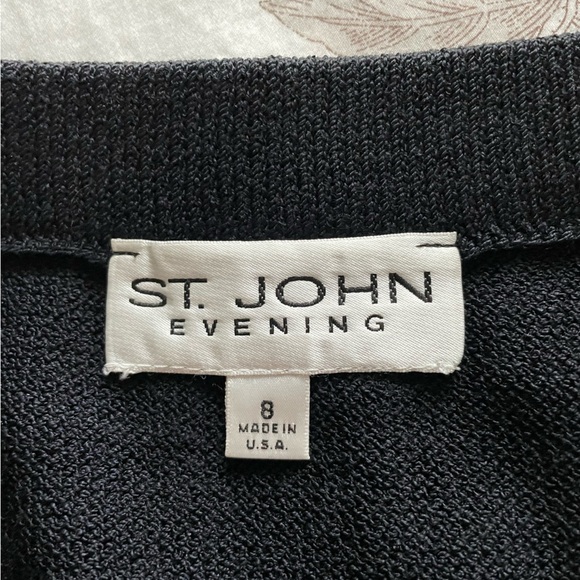 St John Evening Santana Knit Black Midi Skirt 8 Neutral Office Work Career - Picture 3 of 7